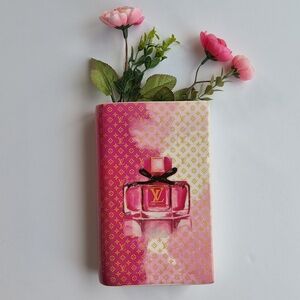 LV Themed Pink Ceramic Book Vase - Chic Home Deco